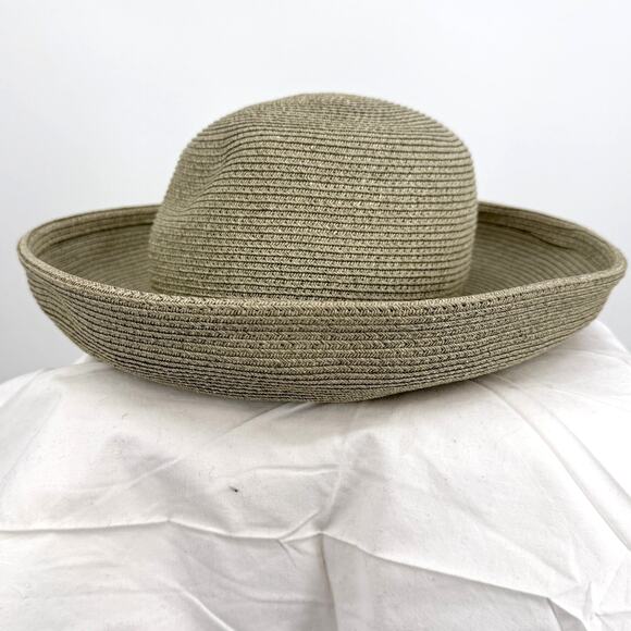 Eric Javits Squishee Packable Brimmed Straw Sun Hat Bark